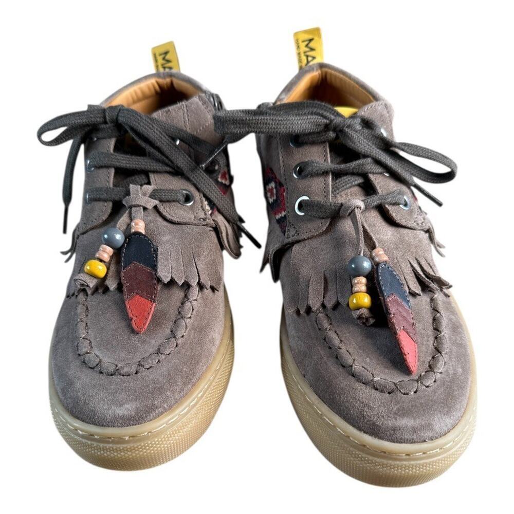 MAÁ Kids Suede Moccasin Sneakers Fringe Beaded Leather Shoes Size 36 / US 4–4.5 - Picture 5 of 14